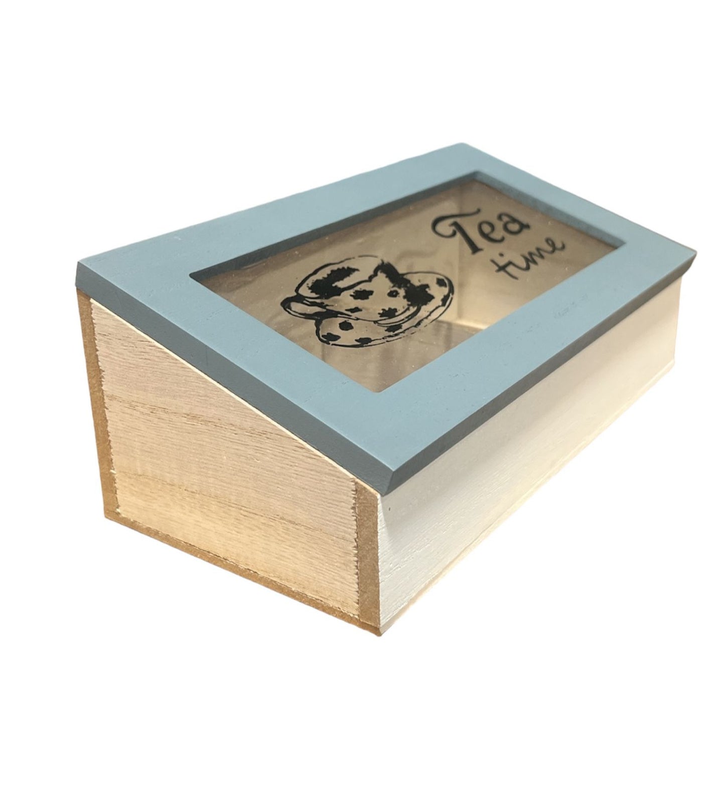 Caja Té Mediana Madera 2 Espacios Gris